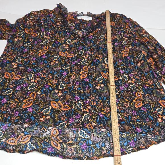 Dear John Womens Medium Top Flowy Colorful Dark Floral Leaves Nature Whimsygoth - Picture 6 of 10